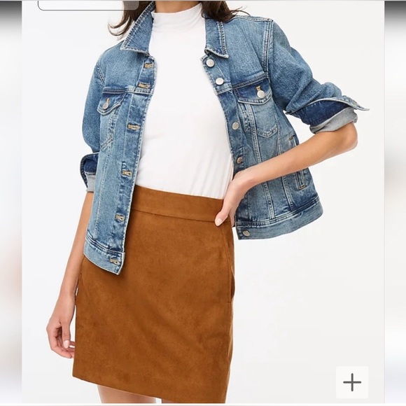 JCrew Brown Faux Suede Mini Skirt with Front Slash Pockets - Picture 1 of 10